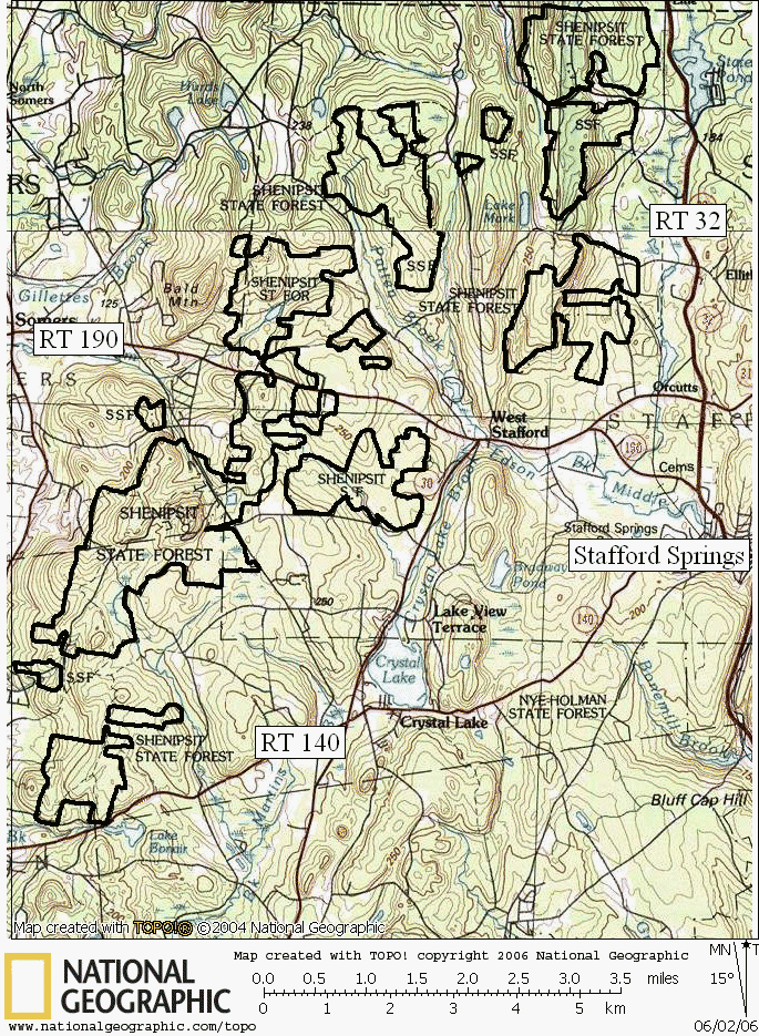 Shenipsit, State Forest, Connecticut, Hiking, Trail, Map