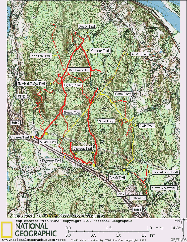 Cockaponset, Hubbard Road, State Forest, Connecticut, Hiking, Trail, Map