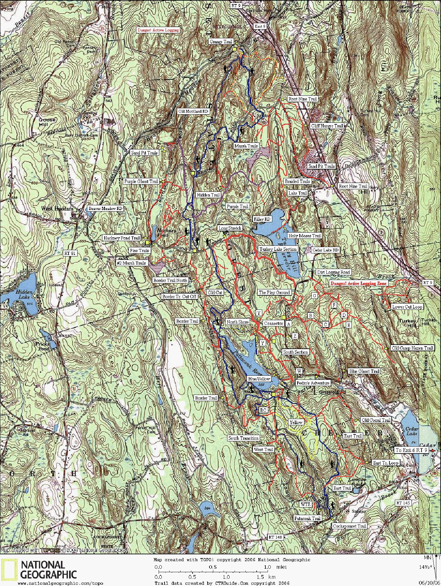 Cockaponset, Pattaconk, State Forest, Connecticut, Hiking, Trail, Map