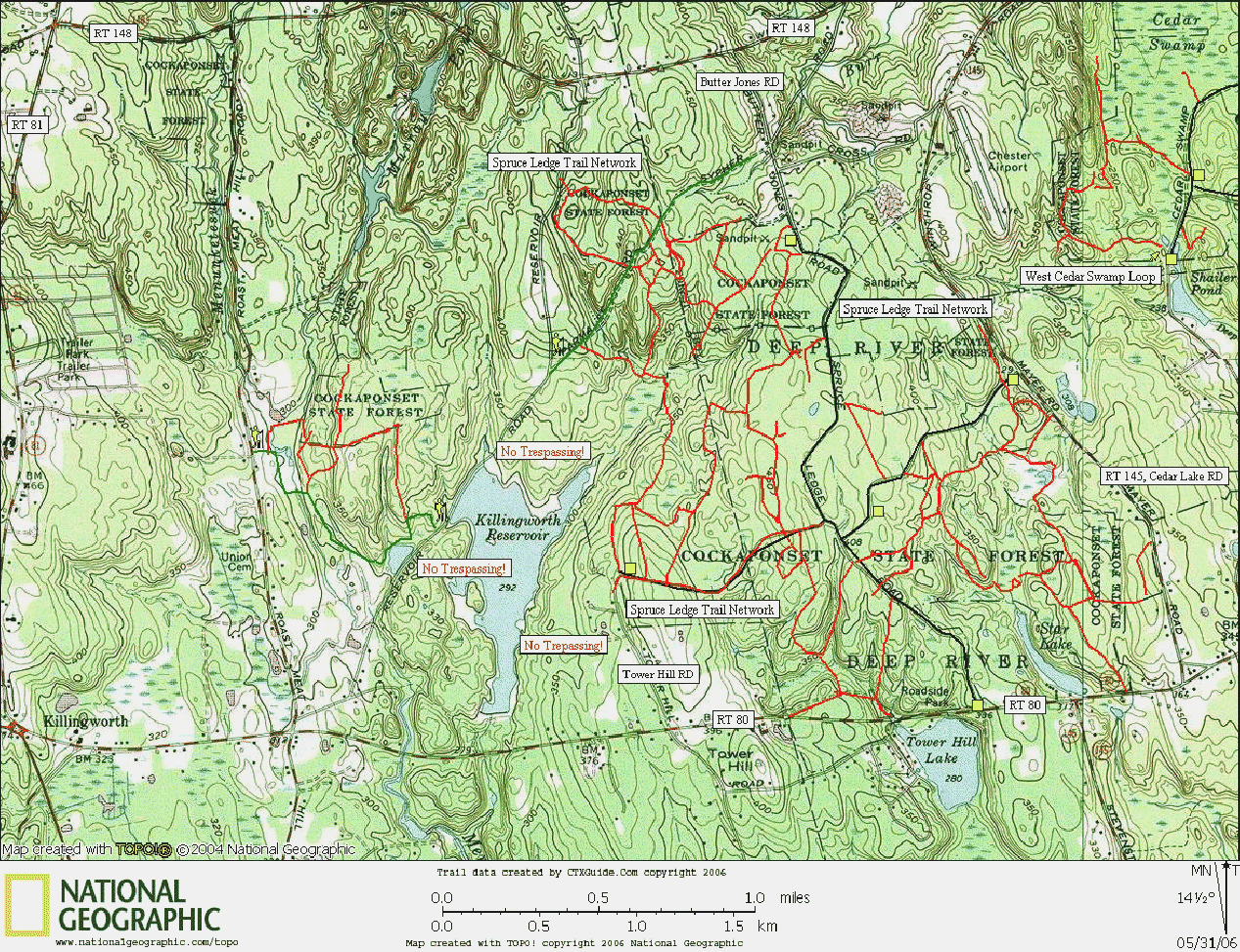 Spruce Ledge, State Forest, Connecticut, Hiking, Trail, Map