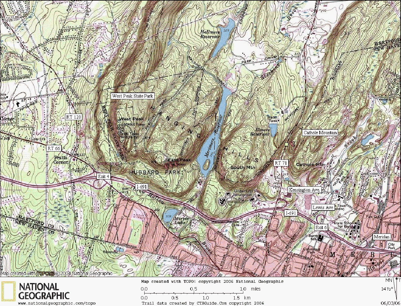 Connecticut, Rock Climbing, Bouldering, Map, Cathole, East Peak, Mountain