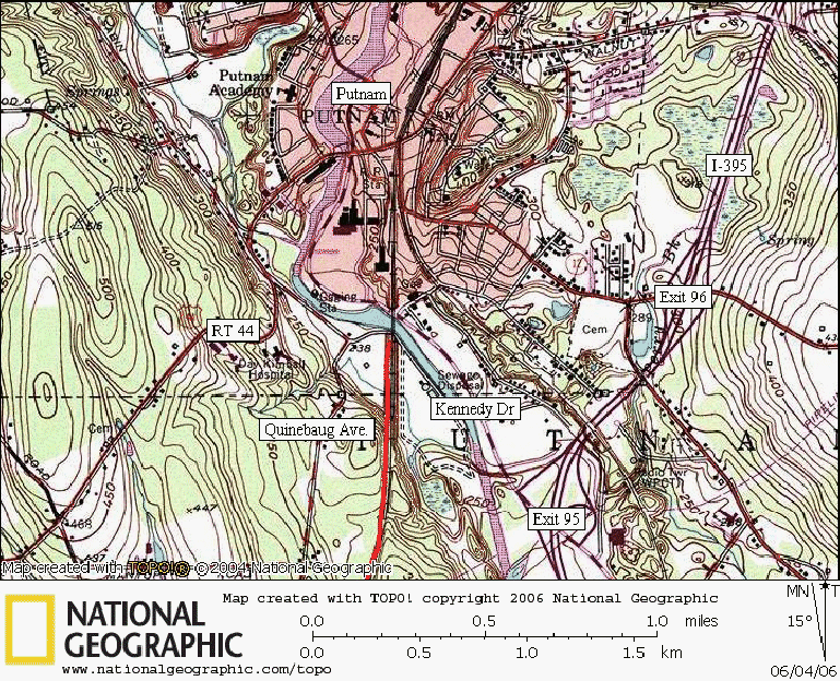 Airline Bike Trail, Map, Connecticut, Rails to Trails, Putnam