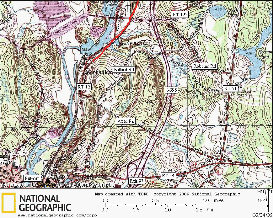 Airline Bike Trail, Map, Connecticut, Rails to Trails, Putnam North