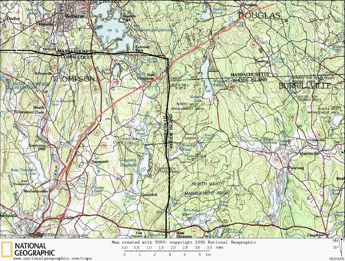 Airline Bike Trail, Map, Connecticut, Rails to Trails, Putnam, Douglas