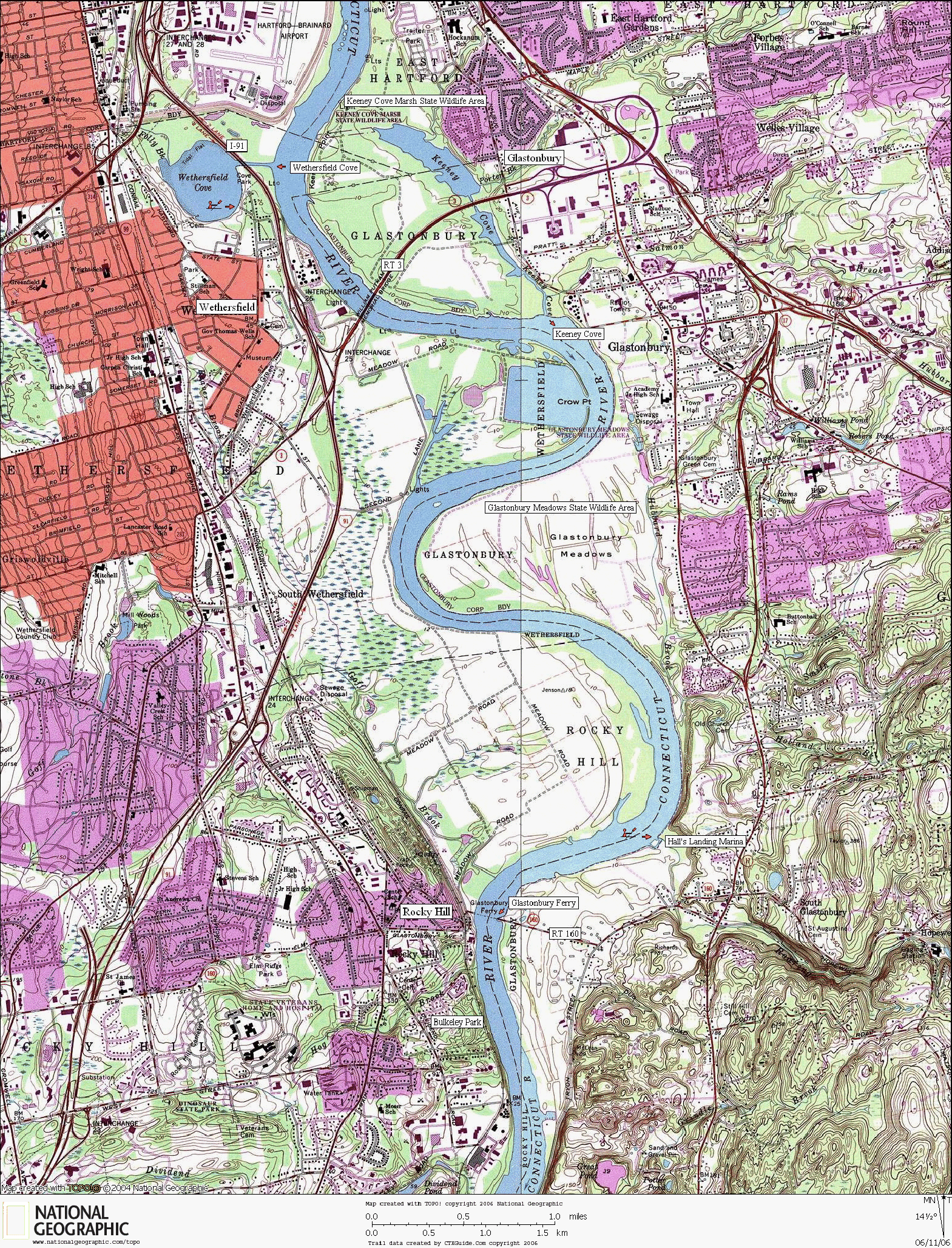 Connecticut, Whitewater, Kayaking, Canoeing, Map, Rocky Hill