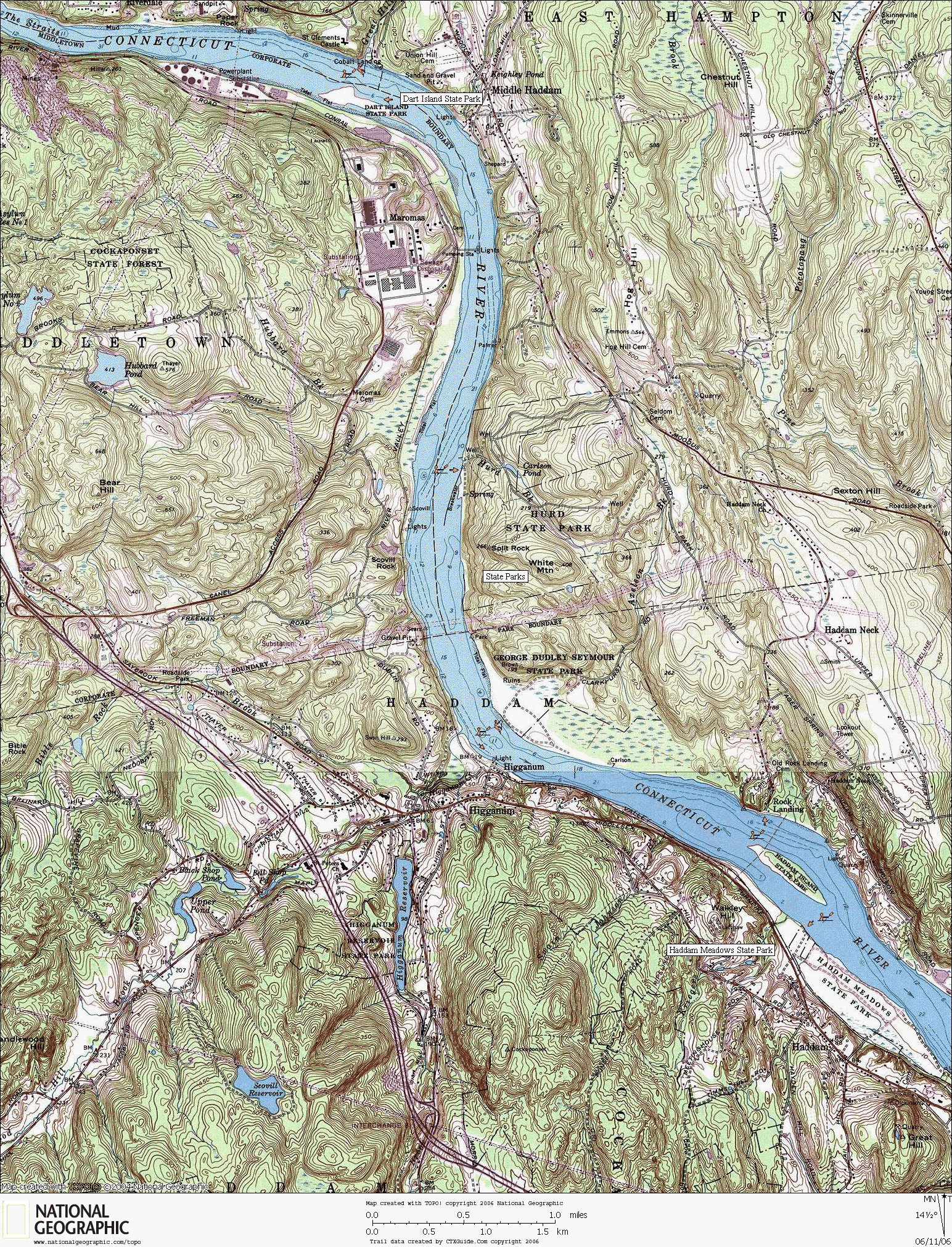 Connecticut, Whitewater, Kayaking, Canoeing, Map, Haddam Meadows