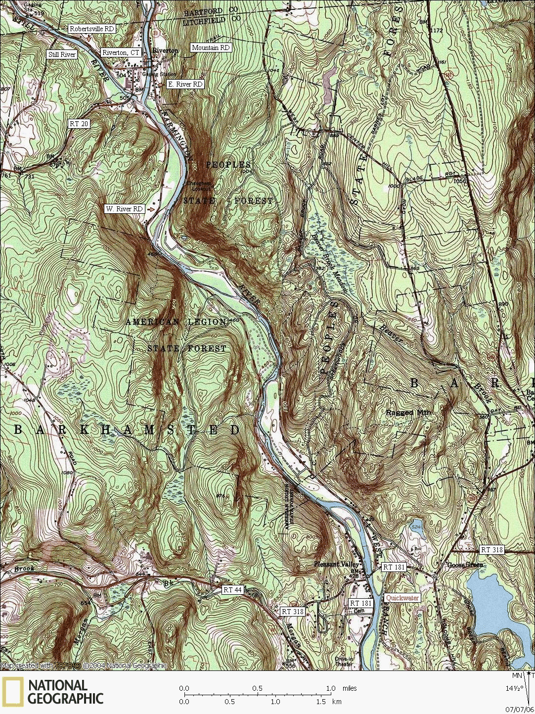 Connecticut, map, whitewater, kayaking, Canoeing, Farmington River, Riverton