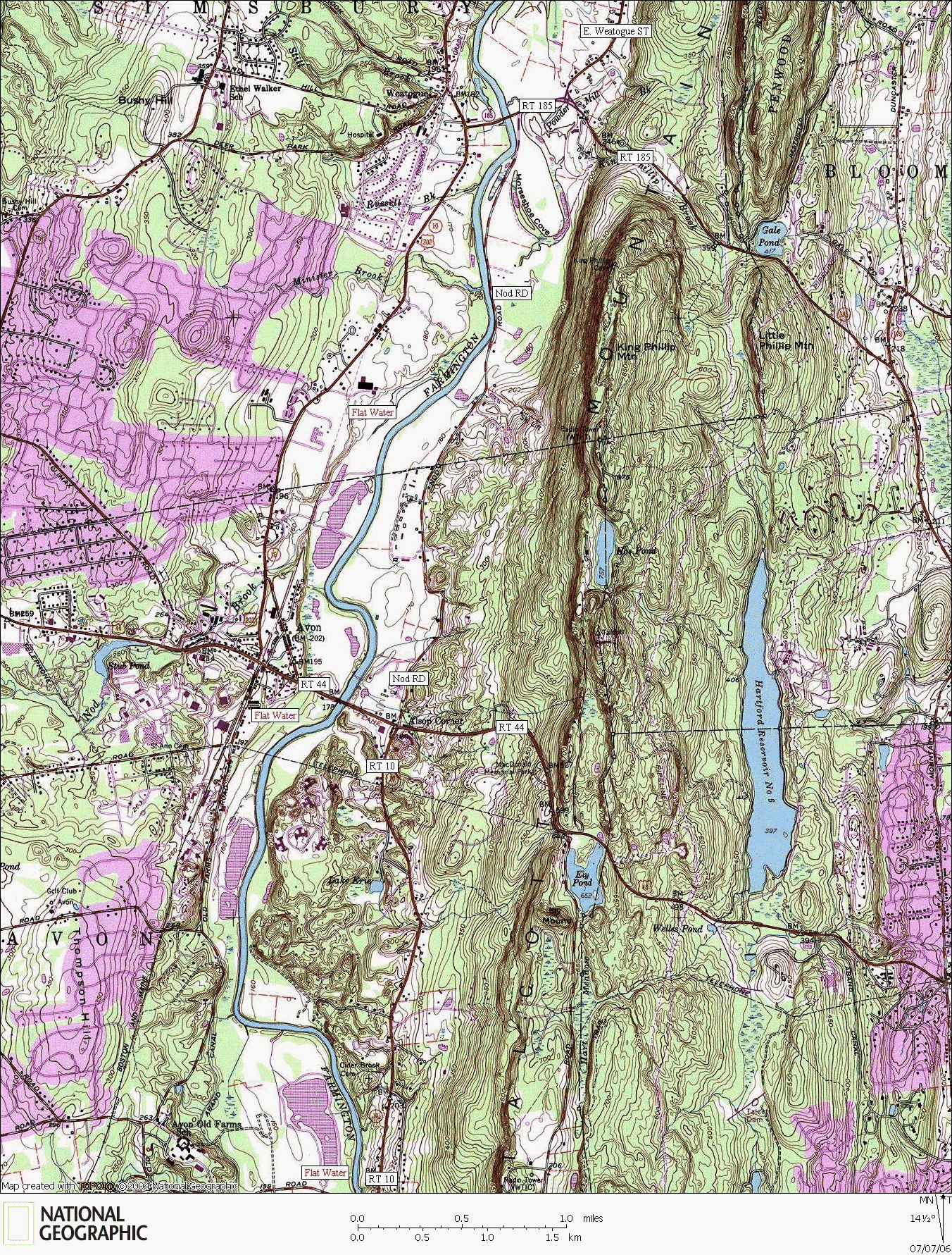 Connecticut, map, whitewater, kayaking, Canoeing, Farmington River, Avon