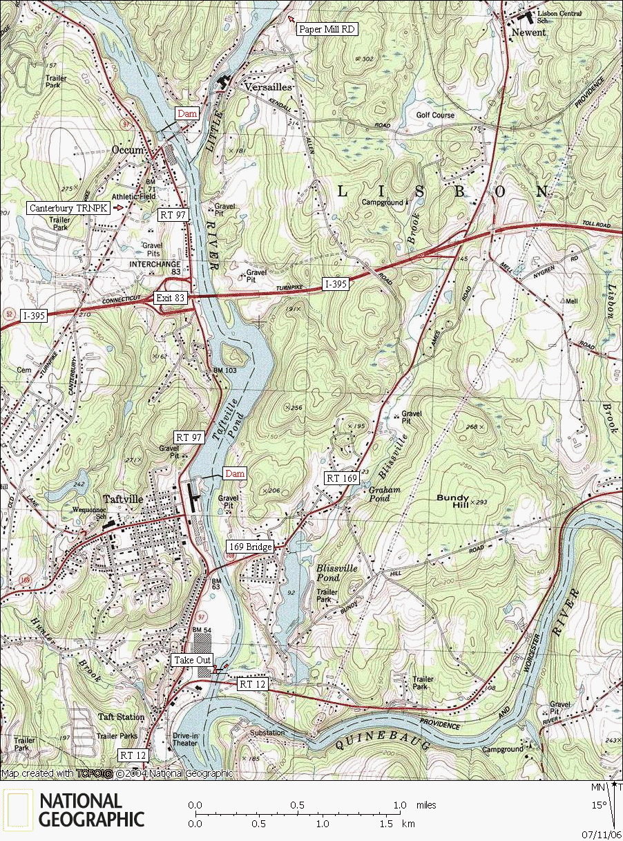 Connecticut, river, kayaking, canoeing, Map, Shetucket