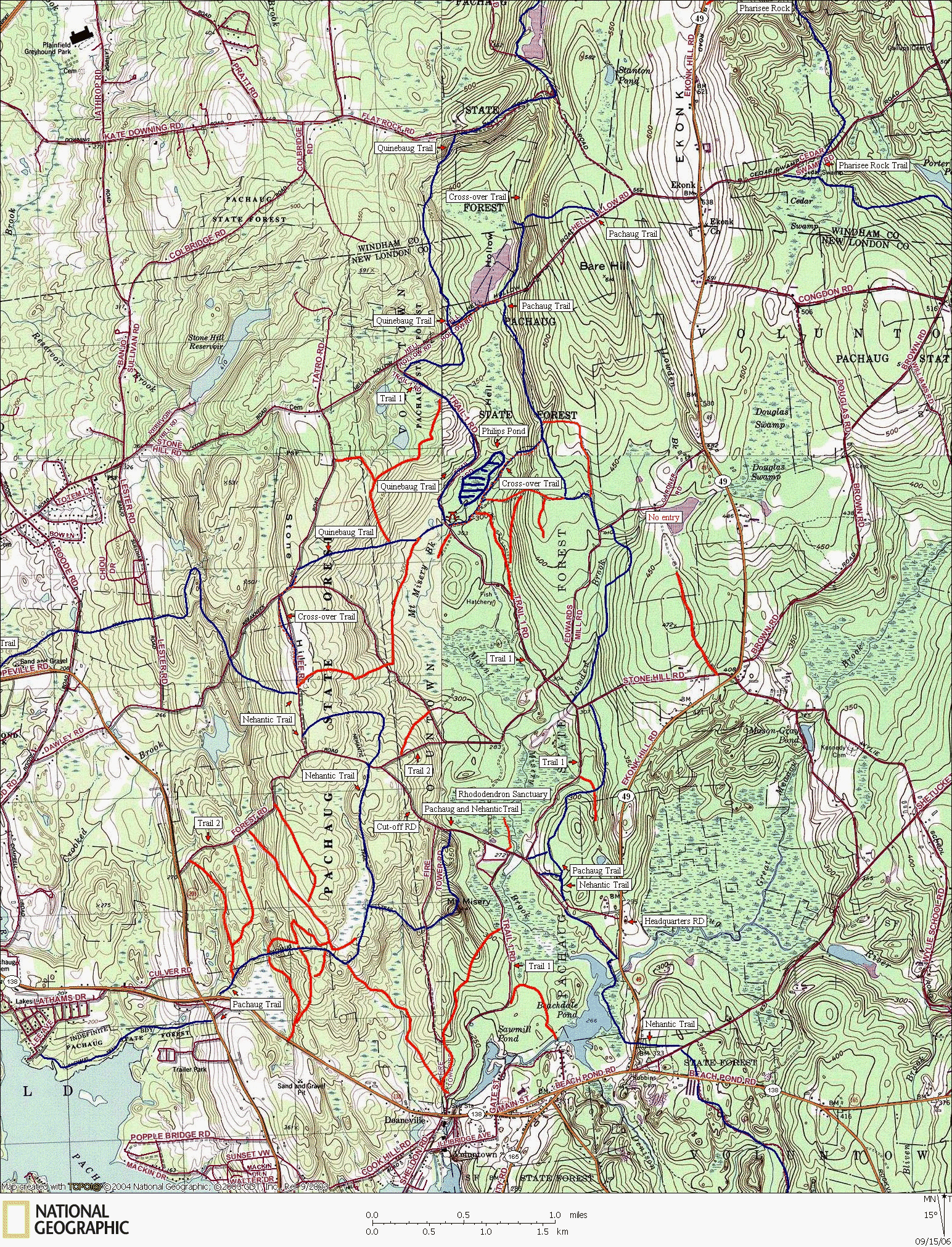 Connecticut, Pachaug State Forest, Map, Hiking, Biking, Trails, Headquarters