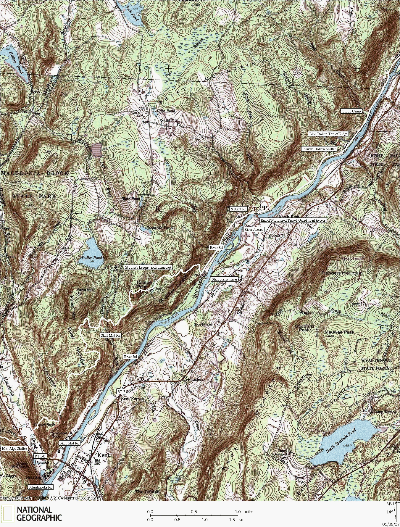 Connecticut, Appalachian, Map, Hiking, Backpacking, Trail, Housatonic River