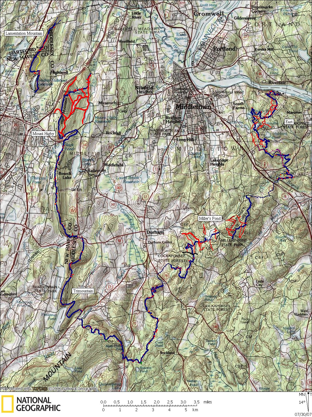 Mattabesett, Trail, Hiking, Map, Connecticut, Backpacking