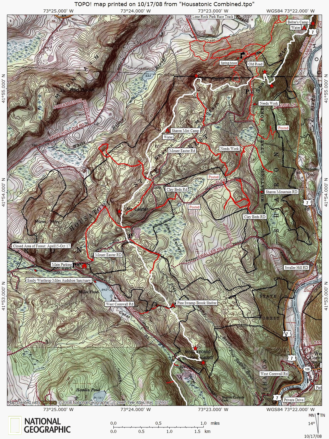 Sharon Mountain Map, Housatonic